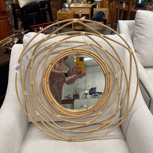 Round Rattan Mirror