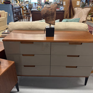 'Penda' Grey Laminate, Walnut Veneer 6 Drawer Dresser