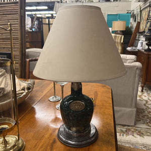 Repurposed Royal Salute Scotch Whisky Table Lamp w Beige Shade