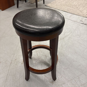 Mahogany Bar Stool w Black Leather Seat