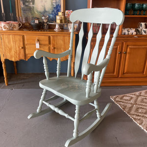 Antique Solid Oak Painted Rocking Chair- French Eggshell Fus