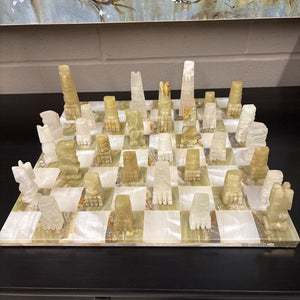 Handcrafted White & Green Onyx Marble Chess Set