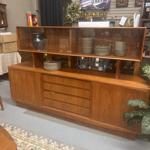 2 Piece Modular Teak Sideboard w 4 Center Drawers & 2 Sliding Doors