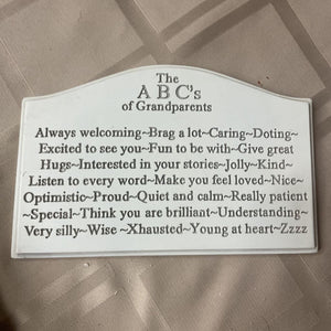 "ABC'S Of Grandparents" Plaque