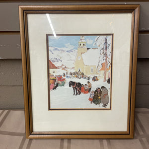 Framed Print "Leaving Church" By Canadian Artist Clarence Gagnon