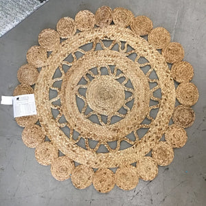 ROUND NATURAL FANCY Jute W Flower Design Rug 51110-T36