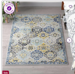 NEW Hillsby Machine Woven Oriental Blue/Yellow/Grey Area Rug