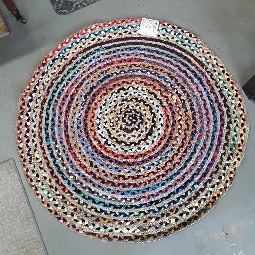 ROUND COLOUR RAG W JUTE Rug - 51148