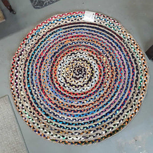 ROUND COLOUR RAG W JUTE Rug - 51148