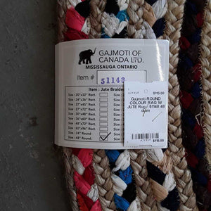 ROUND COLOUR RAG W JUTE Rug - 51148