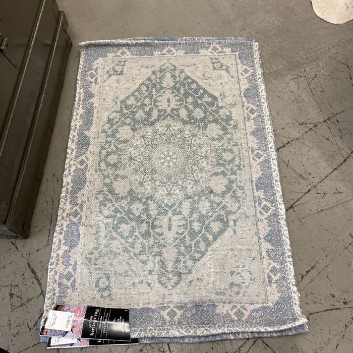 Cotton Patterned Rug - Blue Grey
