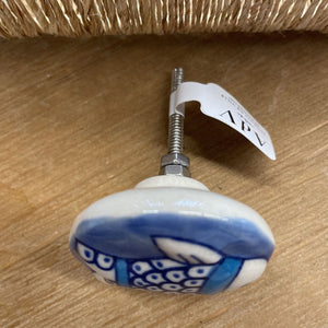 Knob - Ceramic Blue White Fish 8051029