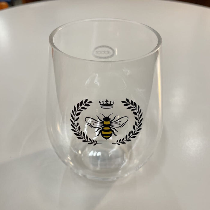 Bee in Crest Stemless Acrylic Wine Glass 19oz 27ReignSGBlack