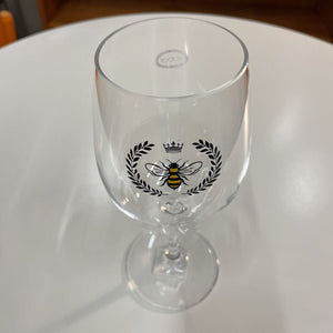 Bee in Crest Acrylic Wine Glass 19oz Reign GOB BLK