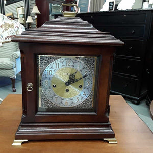 Howard Miller Mantel Wooden Clock w Brass Accents