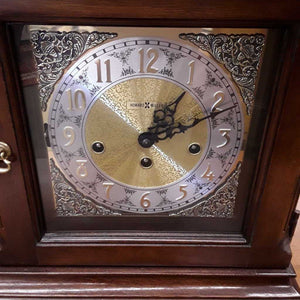 Howard Miller Mantel Wooden Clock w Brass Accents