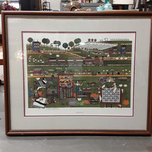 Catherine Grunewald Framed Whimiscal Folkart Signed Numbered Print Titled Best Offer