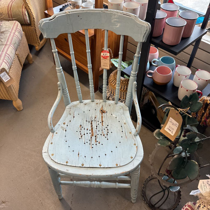 Antique Painted Blue Chair