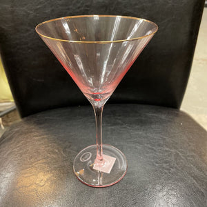 Pink Martini Glass w Gold Rim BLUSH MART