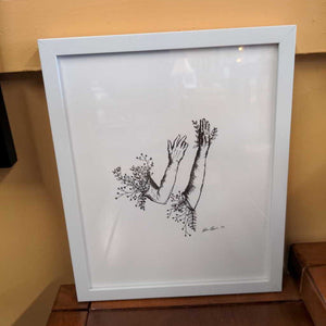 Ink Sketch Print In Frame 'Lady Gloves'
