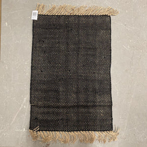 Jute & Black Cotton Rug w Jute Fringe IMT210BS