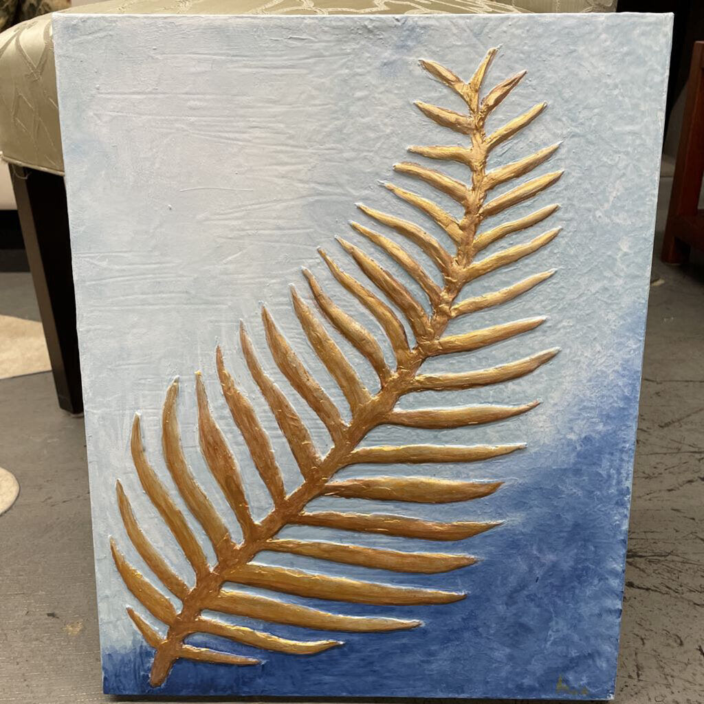 'Golden Palm Leaf" Original Painted Compound Canvas