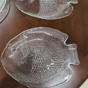 Arcoroc (France) Glass Fish Serving Set - Clear Platter & 10 Plates
