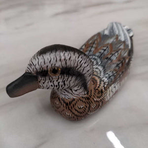Hand Crafted Mini Duck - Grey/Blue/Brown