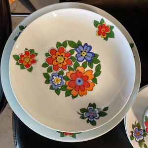 Schmidt Floral Pattern Porcelain MCM from Brazil - SET Incl: 3 Tea Cup/Saucers, 4 Dessert Plates, 2 Dining Plates