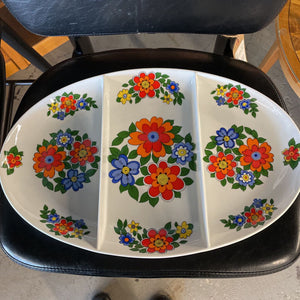 Schmidt Floral Pattern MCM Porcelain from Brazil - Sectioned Veg. Platter