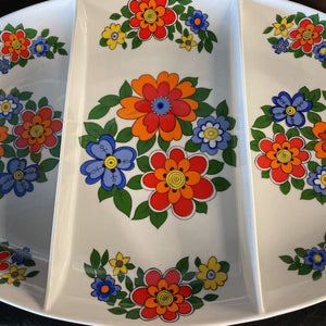 Schmidt Floral Pattern MCM Porcelain from Brazil - Sectioned Veg. Platter