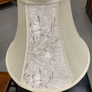 Silver Table Lamp w Embossed White Shade