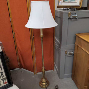 Brass Floor Lamp w White Shade