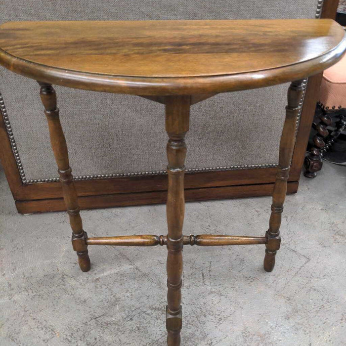 Half Moon Side Table w 3 Spindle Legs