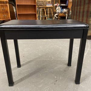 Piano Bench w Black Faux Leather Seat