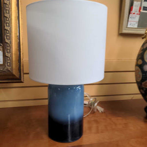 Blue Ceramic Lamp w White Shade