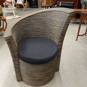 Barrel High Back Sunroom Bamboo Chair