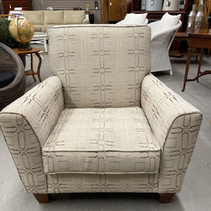 Cream Fabric Armchair w Taupe Accents