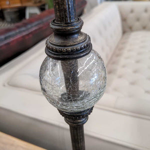 Lamp w Bronze Base & Glass Ball w Beige Shade