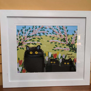 'Black Cats' Framed Print by Maud Lewis Cdn Artist