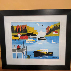 'Fisherman on Dock' Framed Print by Maud Lewis Cdn Artist