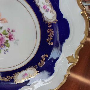 Porcelain Wall Plate Gold Trim & Navy