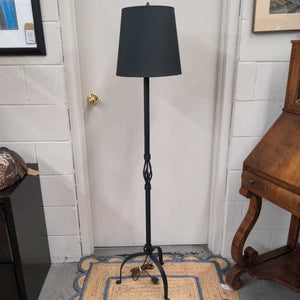 Black Wrought Iron Floor Lamp w Black Shade