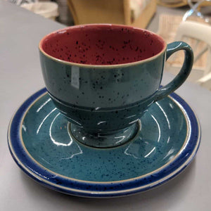 Denby Harlequin Stoneware Tea Cup & Saucer Asst'd Colours