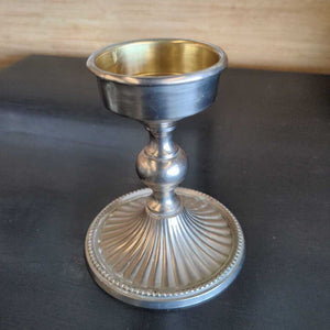 Short Solid Brass, Silver Finish Tea Light Candle Holder