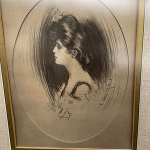 Antique Etching 'A Girl'