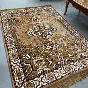 100% Wool and Camel Hair Turkish Carpet - Caramel & Cream