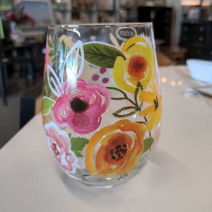 Bold Floral Stemless Wine Glass - Fiesta-SG