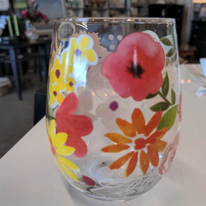 Bold Floral Stemless Wine Glass - Fiesta-SG