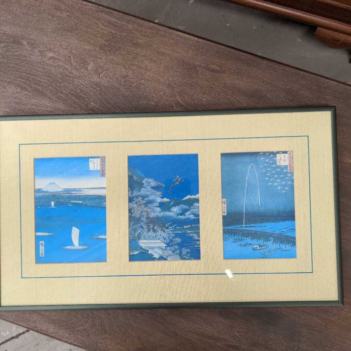 Blue Sailing Photos Framed w Green Mat